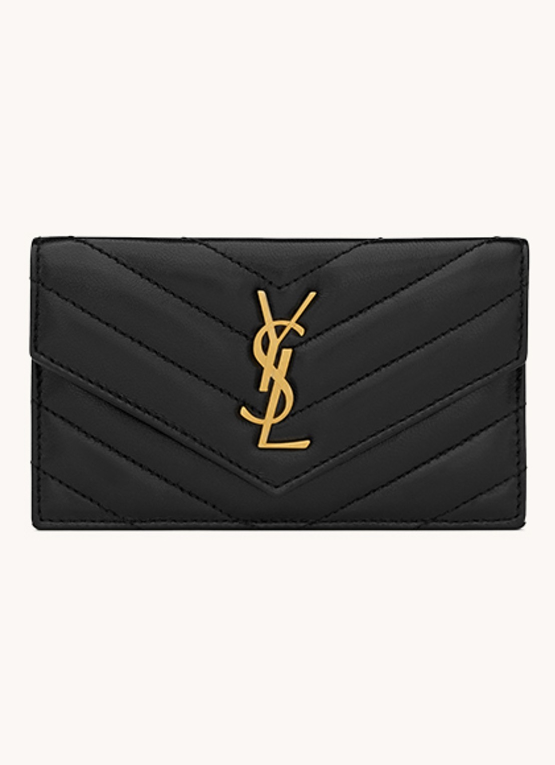 Saint Laurent Cassandre Matelassé portemonnee van quilted kalfsleer - voorkant zwart