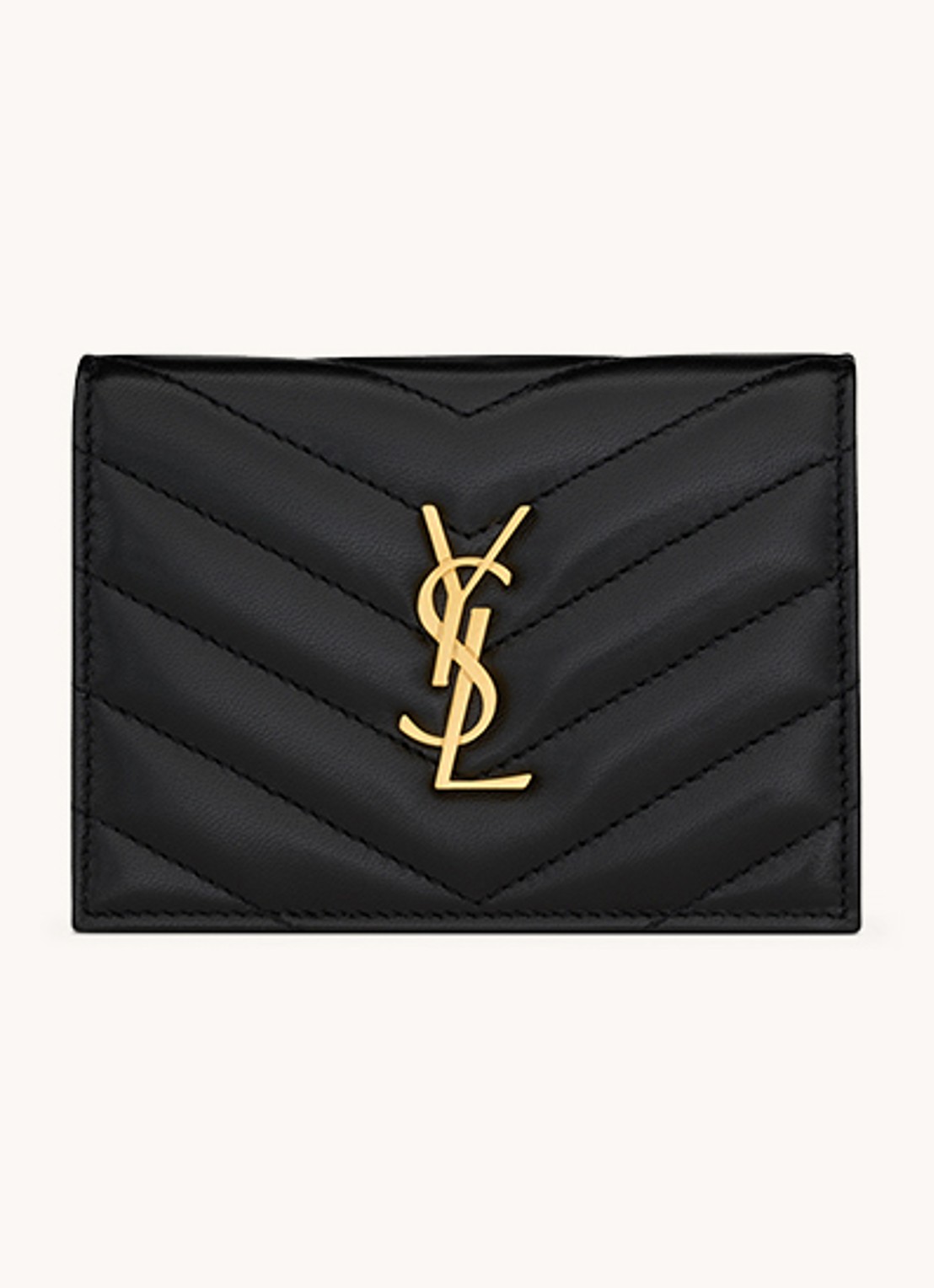 Saint Laurent Cassandre Matelassé portemonnee van quilted kalfsleer - voorkant zwart