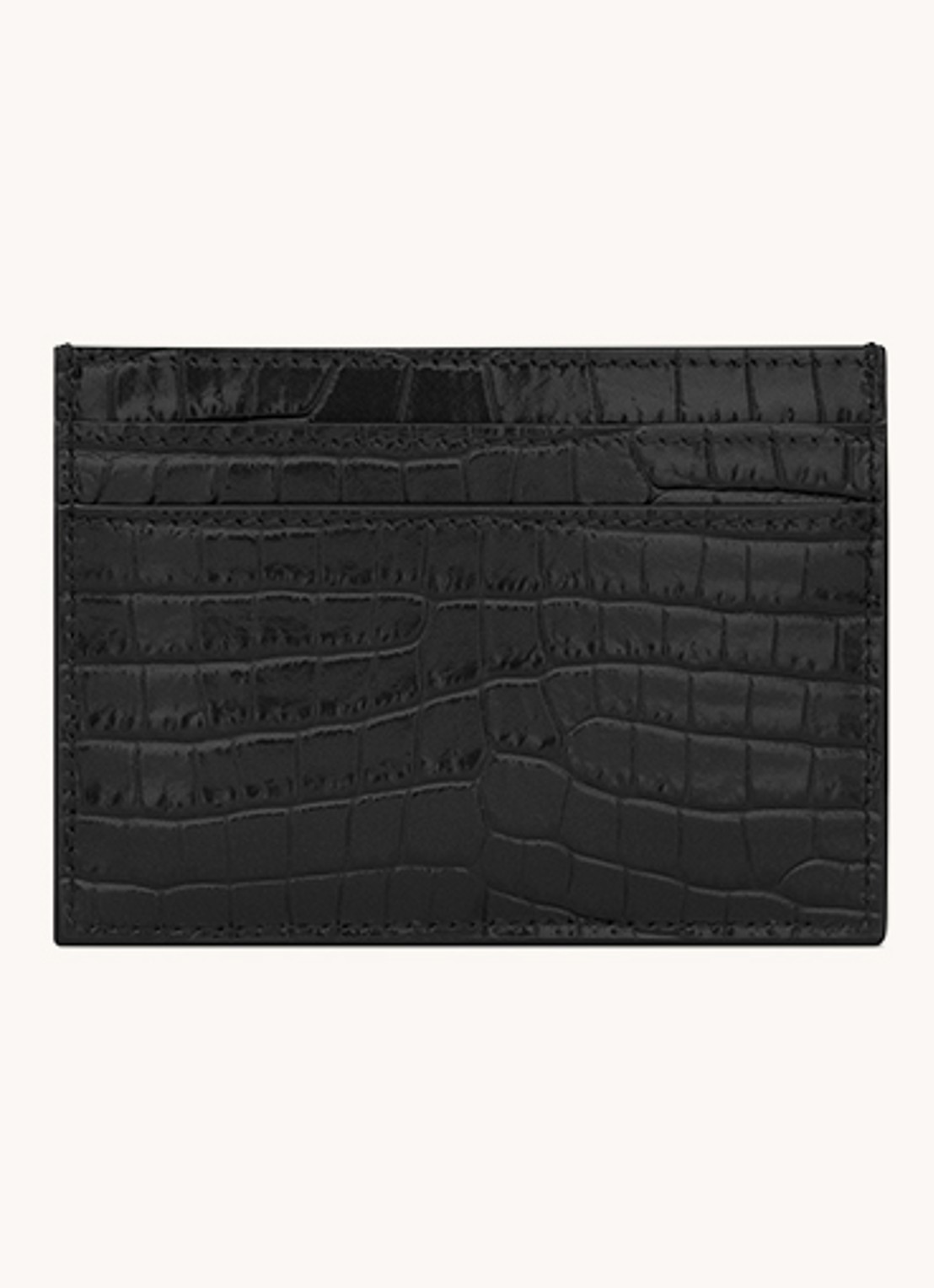 Saint Laurent Cassandre pasjeshouder van kalfsleer met crocostructuur - detail zwart