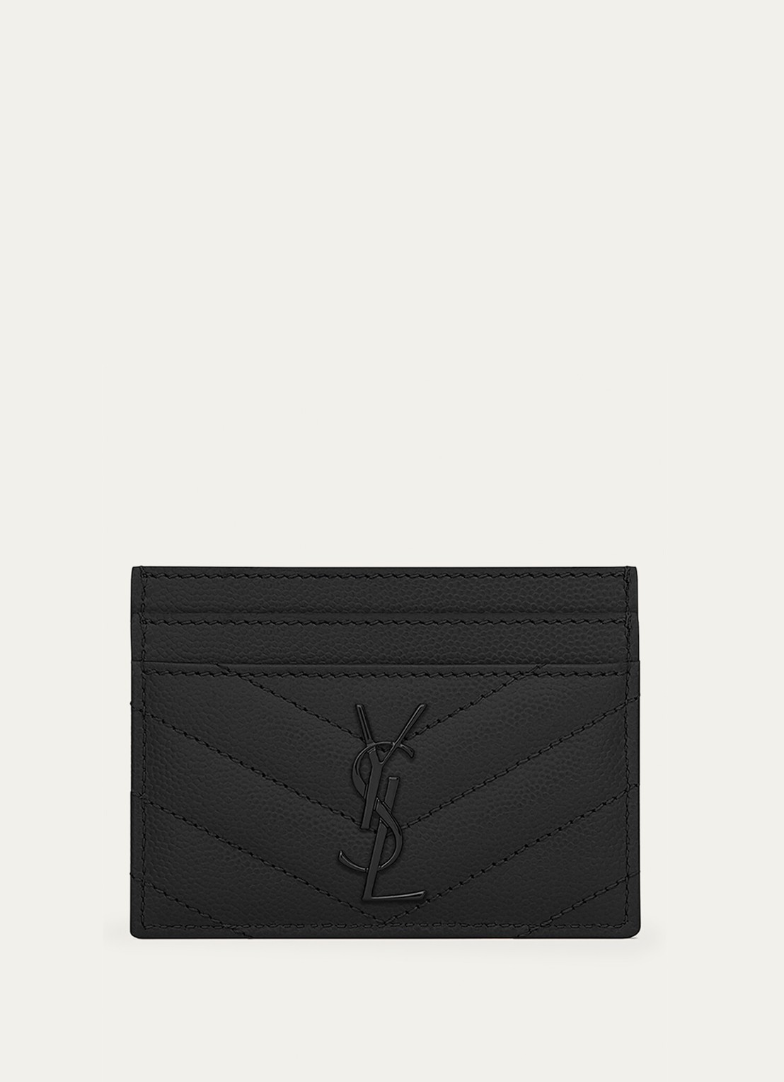 Saint Laurent Cassandre pasjeshouder van kalfsleer - voorkant zwart