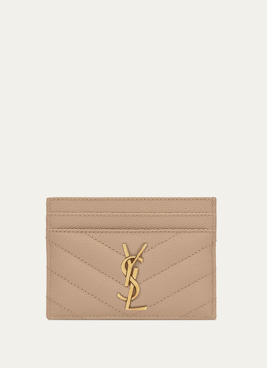 Saint Laurent Cassandre pasjeshouder van kalfsleer - voorkant beige
