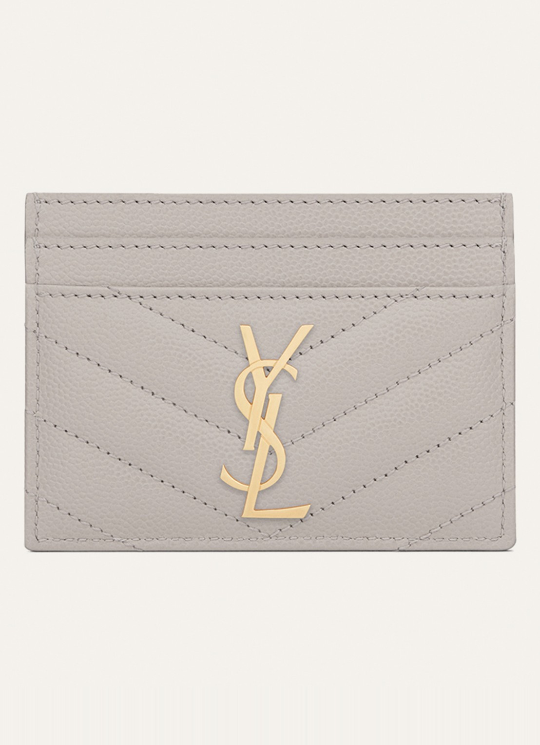 Saint Laurent Cassandre pasjeshouder van kalfsleer - voorkant 2 gebroken wit