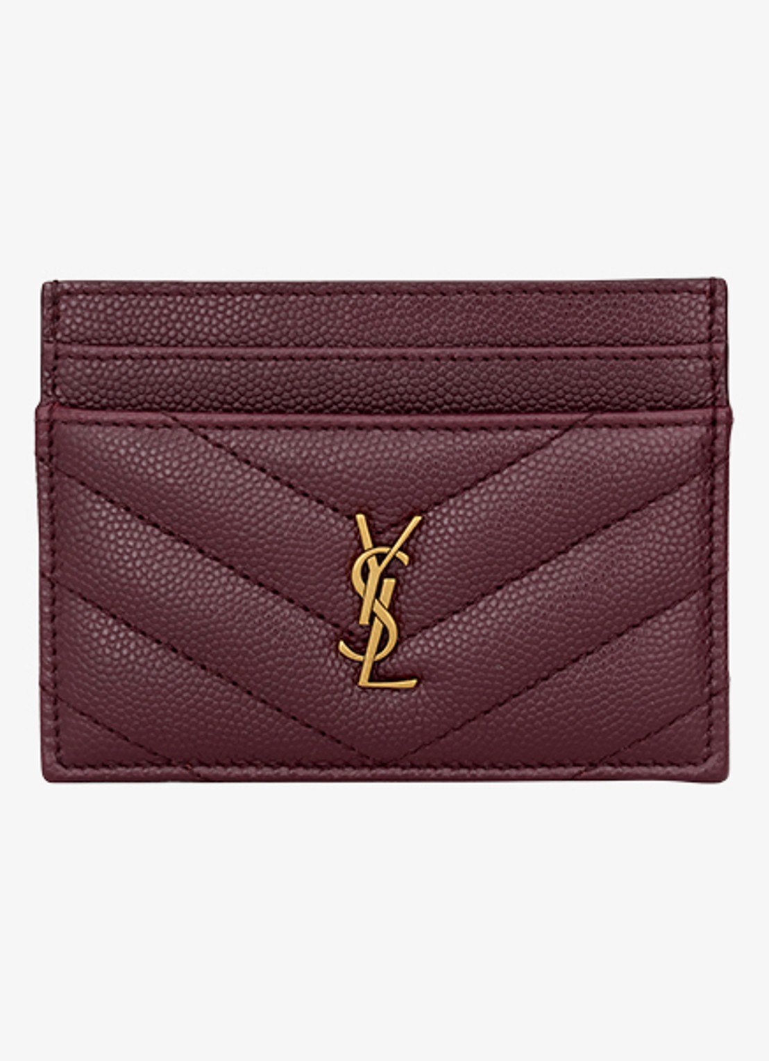 Saint Laurent Cassandre pasjeshouder van kalfsleer - voorkant donkerrood