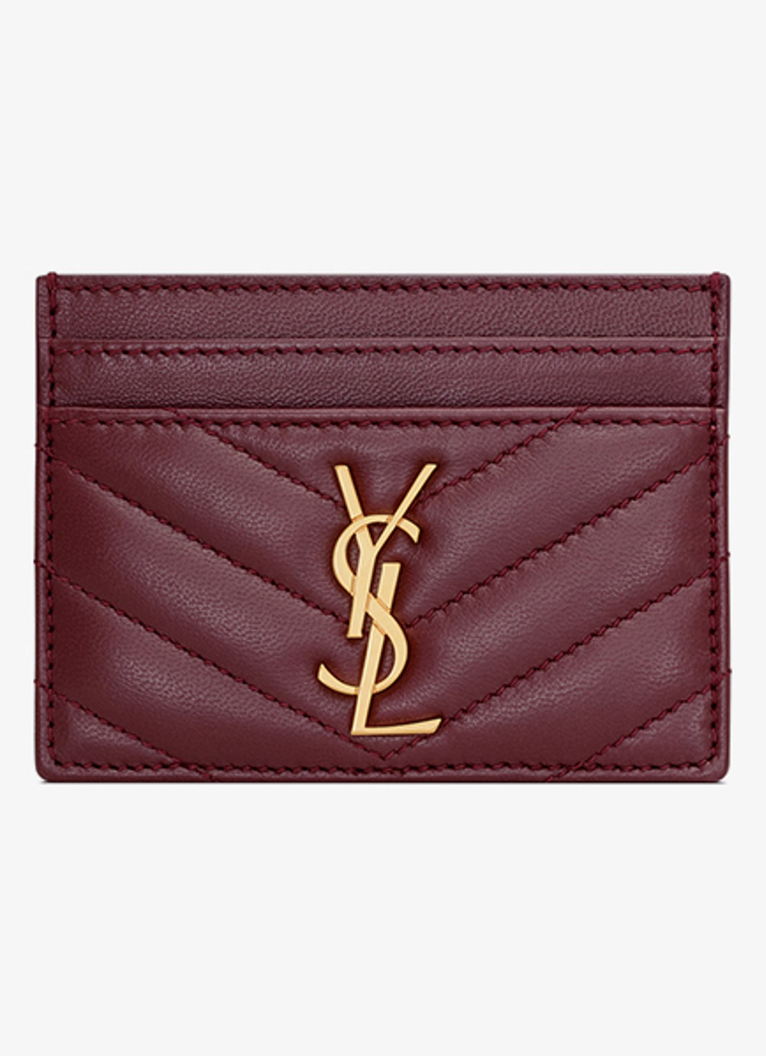 Saint Laurent Cassandre pasjeshouder van lamsleer - voorkant bordeauxrood