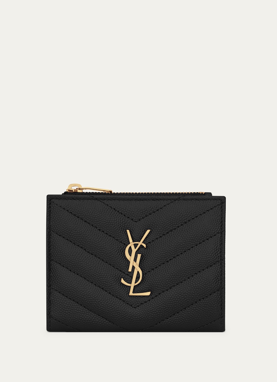 Saint Laurent Cassandre pasjeshouder van quilted kalfsleer - voorkant zwart