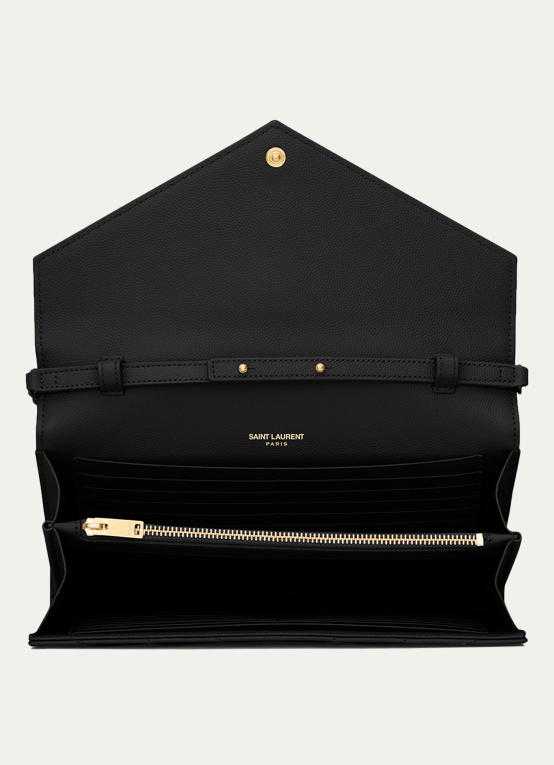Saint Laurent Cassandre portemonnee van kalfsleer met afneembare schouderriem - detail 5 zwart