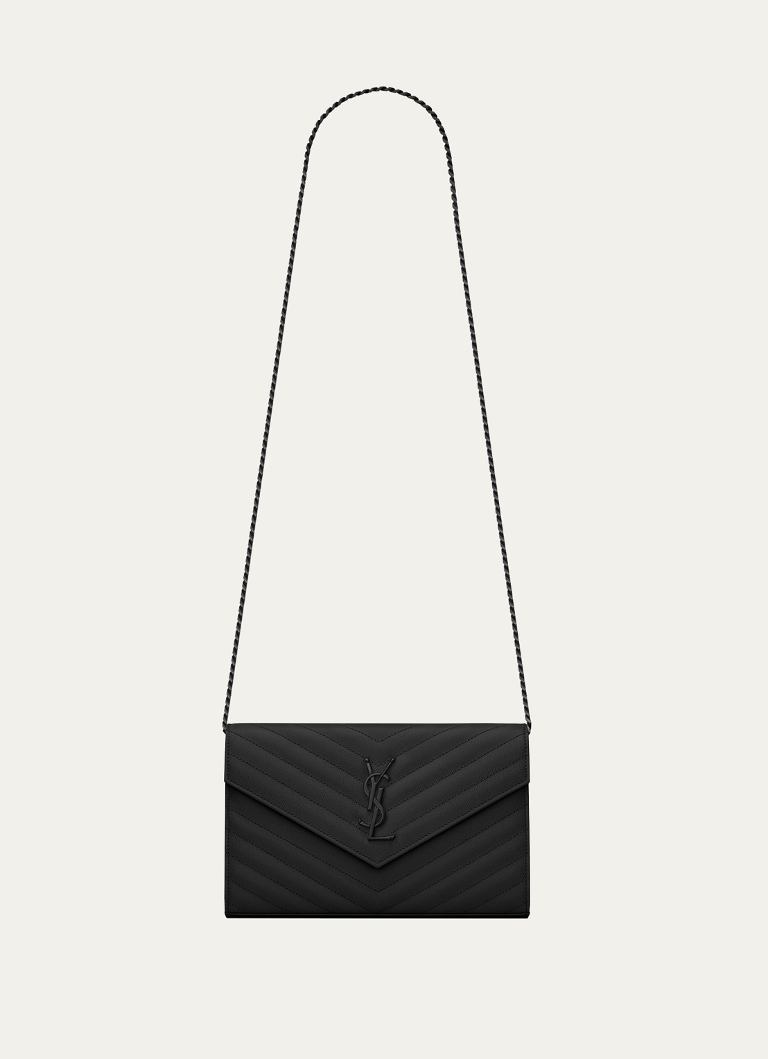 Saint Laurent Cassandre portemonnee van kalfsleer met afneembare schouderriem - voorkant 5 zwart