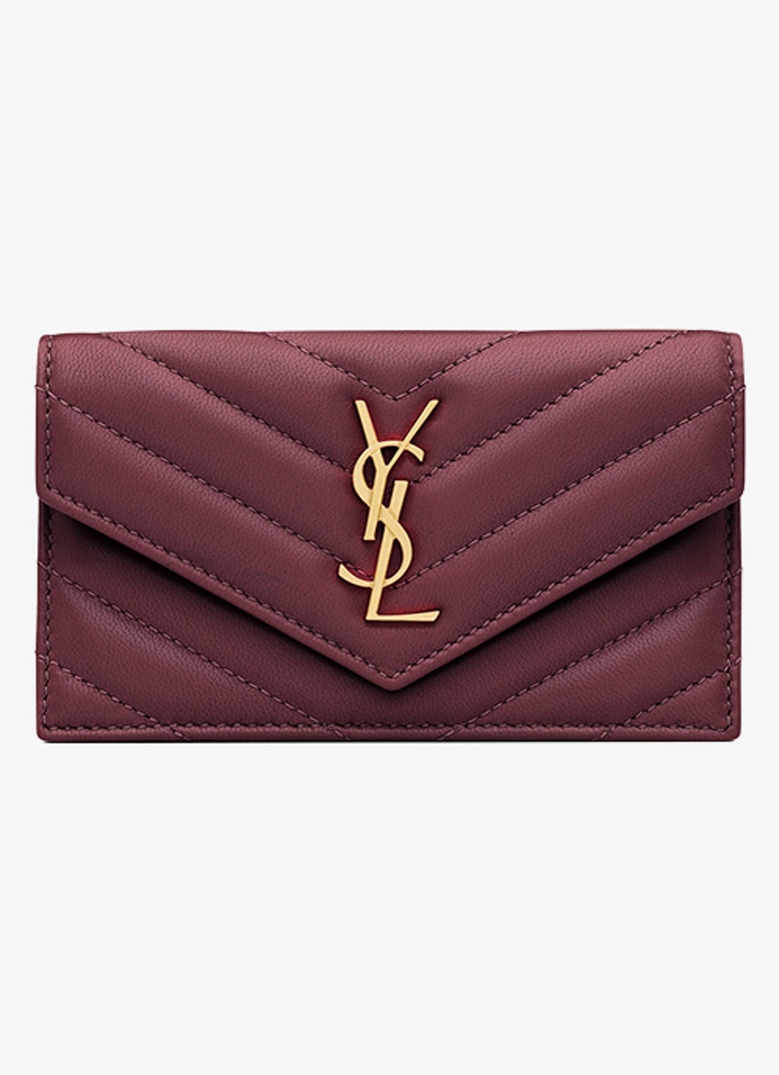 Saint Laurent Cassandre portemonnee van lamsleer - voorkant bordeauxrood