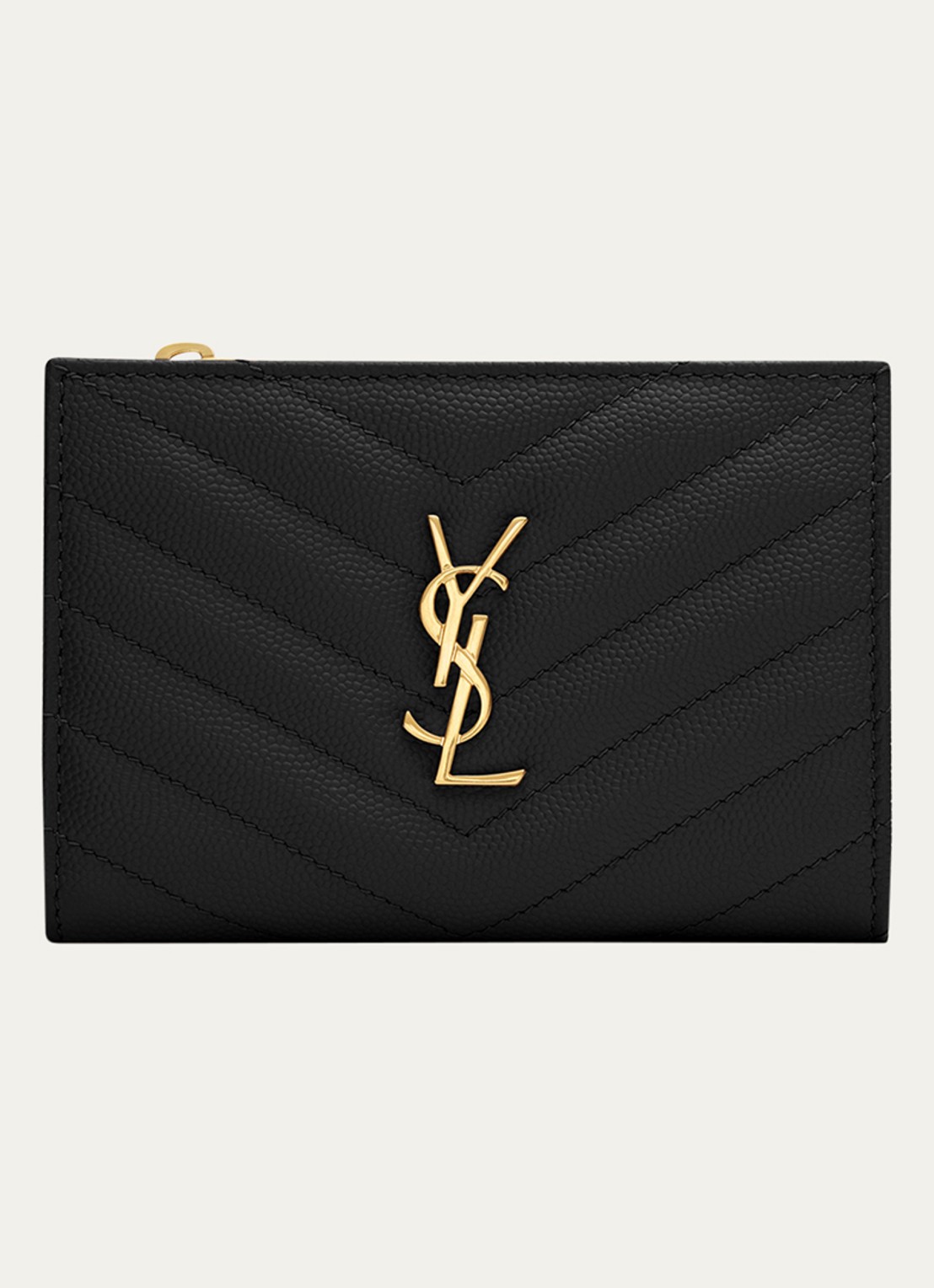 Saint Laurent Cassandre portemonnee van quilted kalfsleer - voorkant zwart