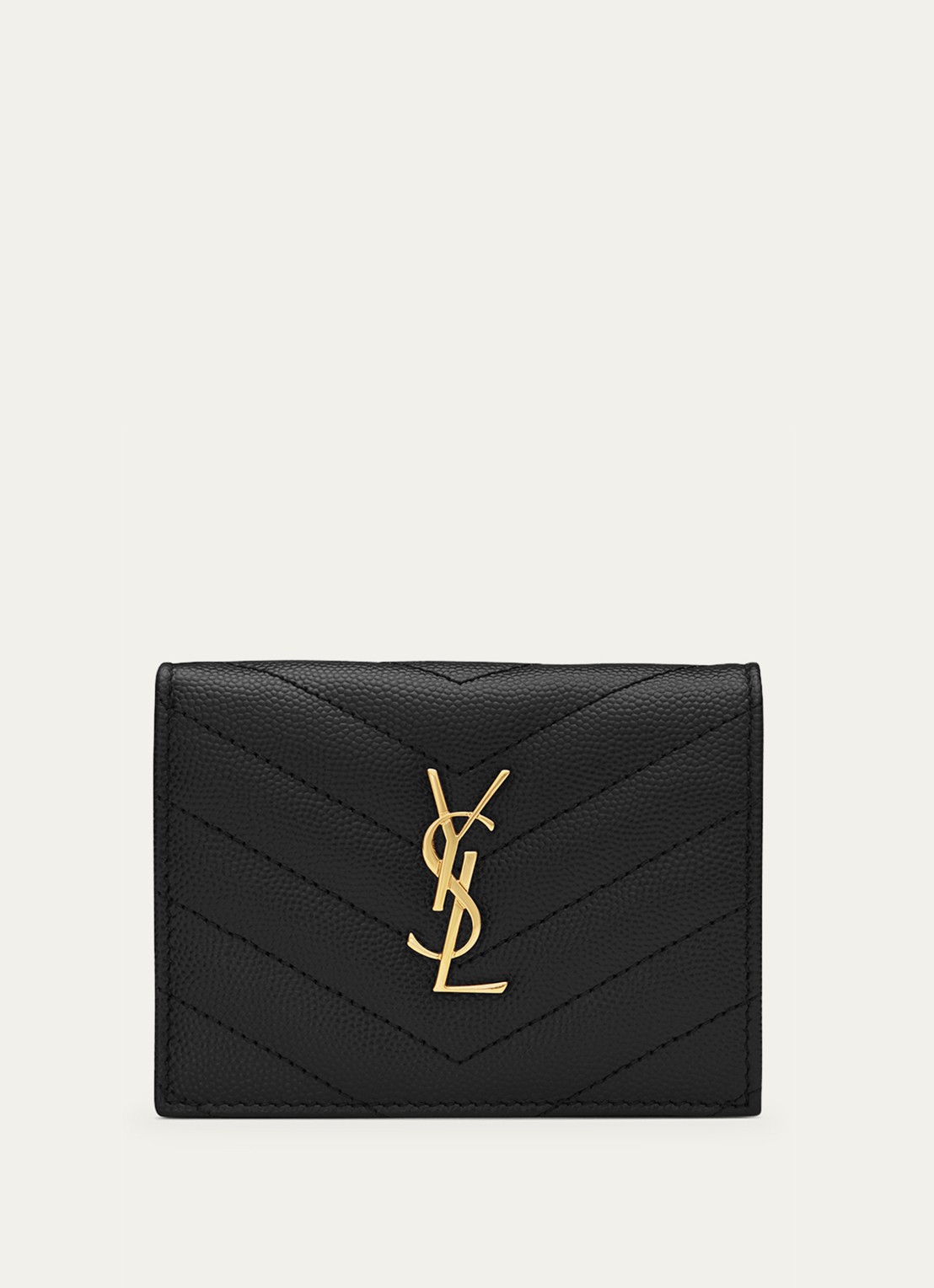 Saint Laurent Cassandre portemonnee van quilted kalfsleer - voorkant zwart