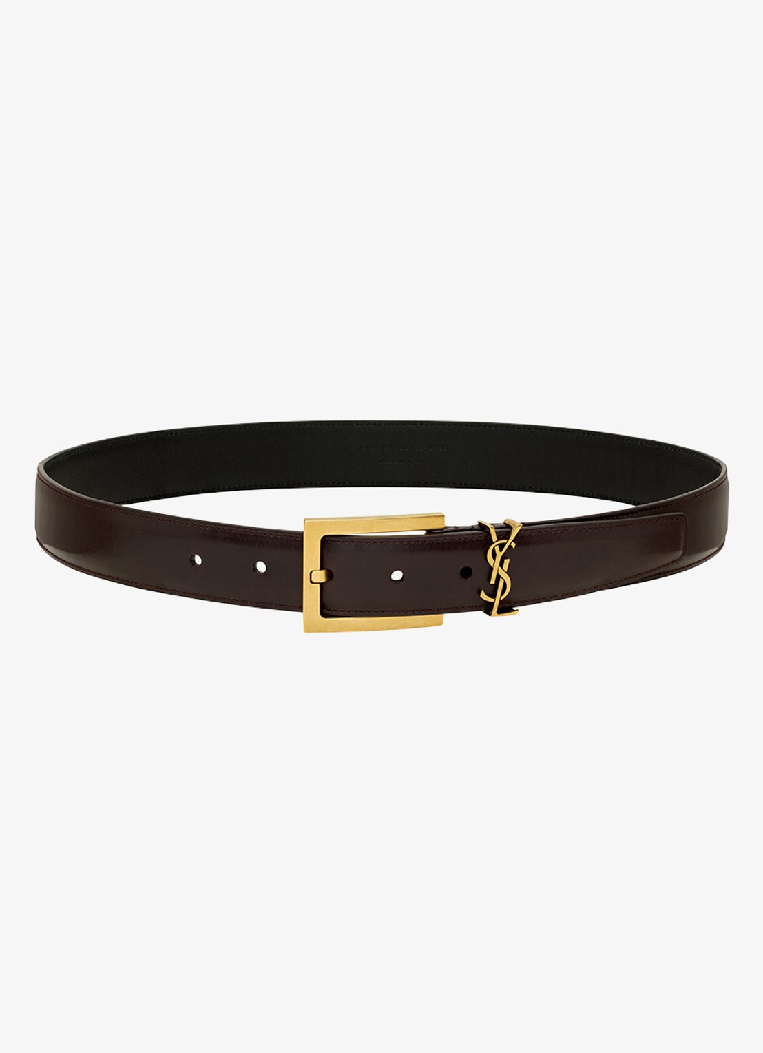 Saint Laurent Cassandre riem van kalfsleer - detail donkerbruin