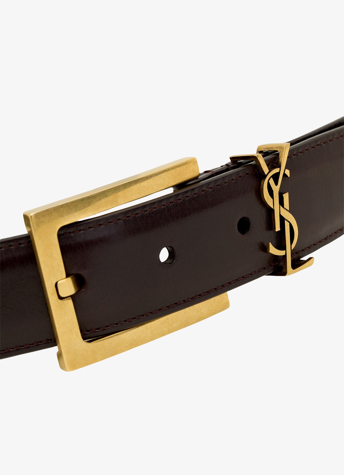 Saint Laurent Cassandre riem van kalfsleer - detail 2 donkerbruin