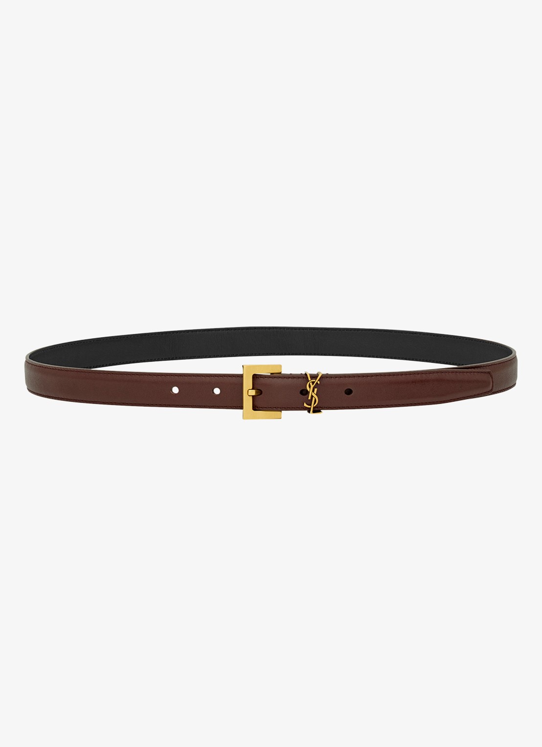 Saint Laurent Cassandre riem van kalfsleer - detail bruin