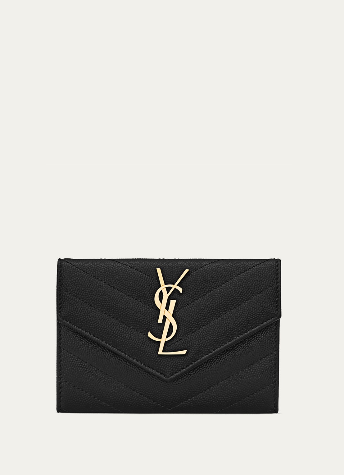 Saint Laurent Cassandre Small portemonnee van kalfsleer - voorkant 4 zwart