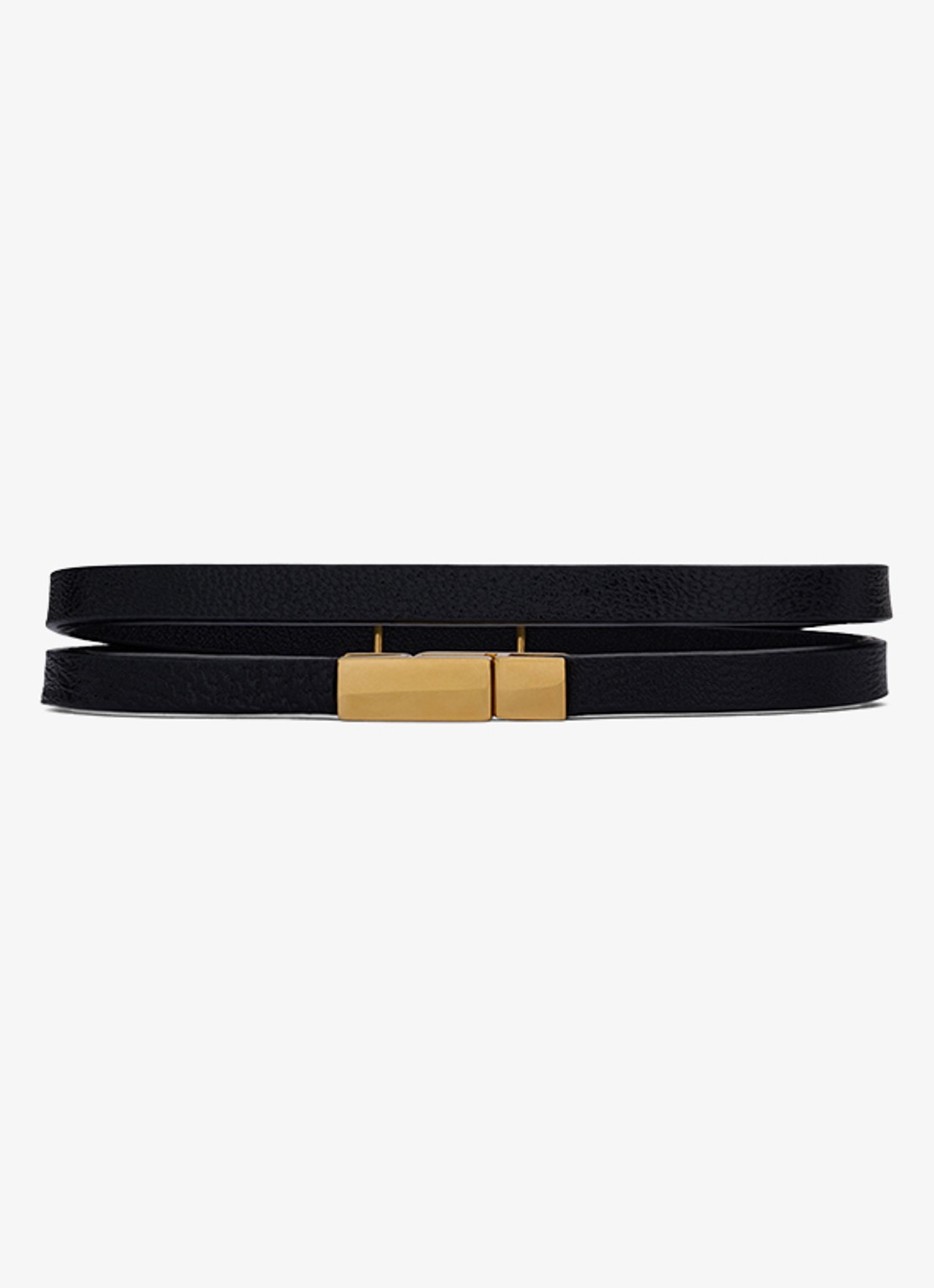 Saint Laurent Cassandre wikkelarmband van kalfsleer met logo - detail 2 zwart