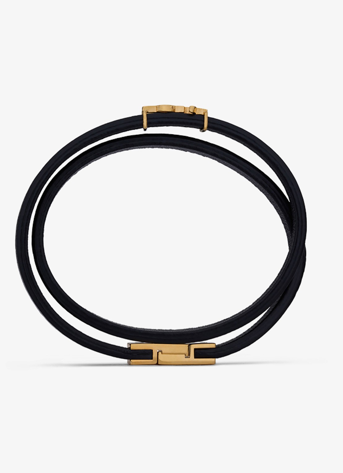 Saint Laurent Cassandre wikkelarmband van kalfsleer met logo - detail 3 zwart