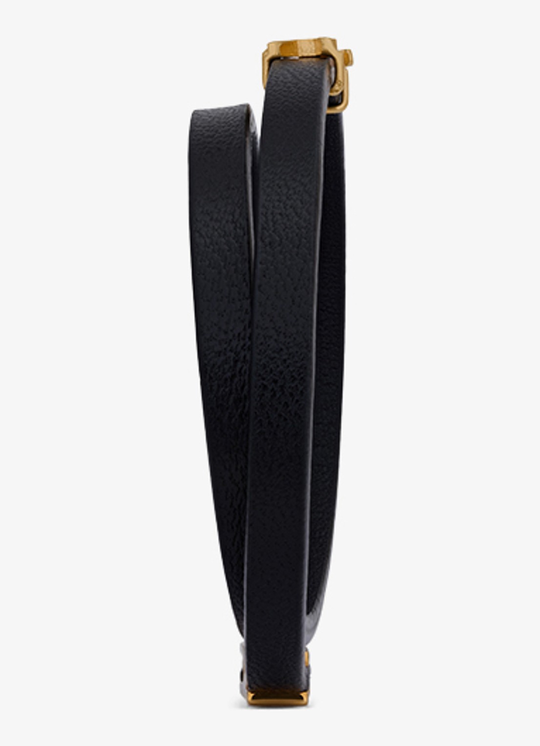 Saint Laurent Cassandre wikkelarmband van kalfsleer met logo - detail 4 zwart