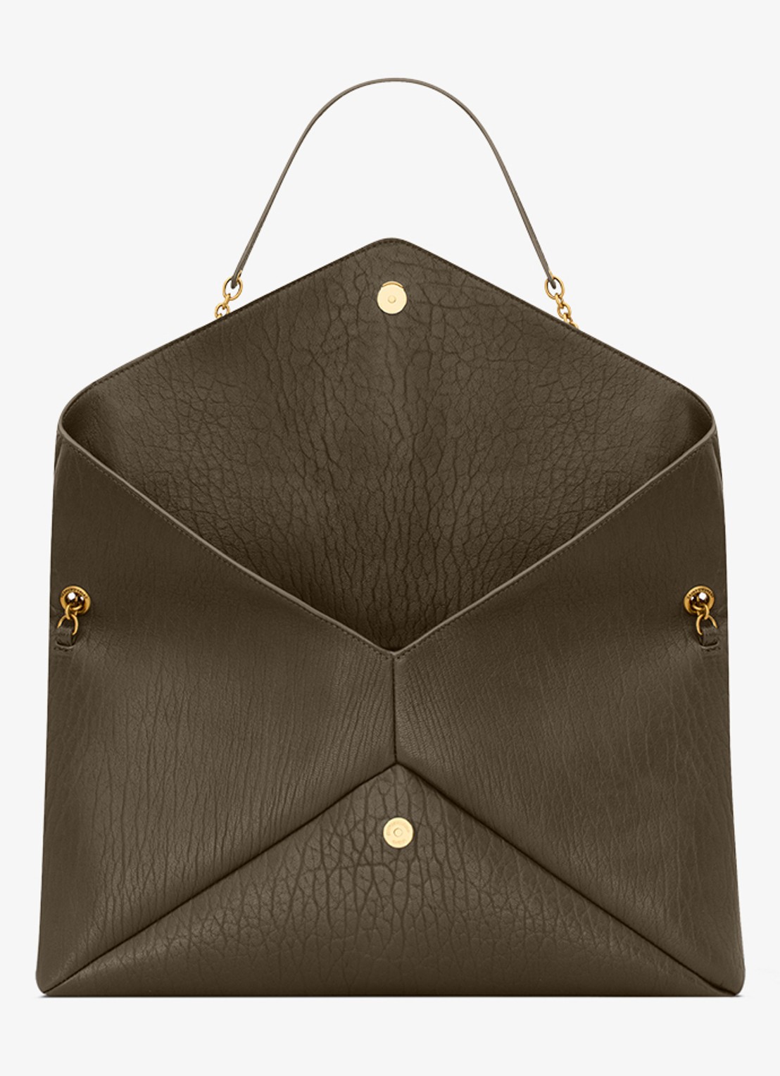 Saint Laurent Cassandre XXL Envelope schoudertas van lamsleer - detail 4 donkerkhaki
