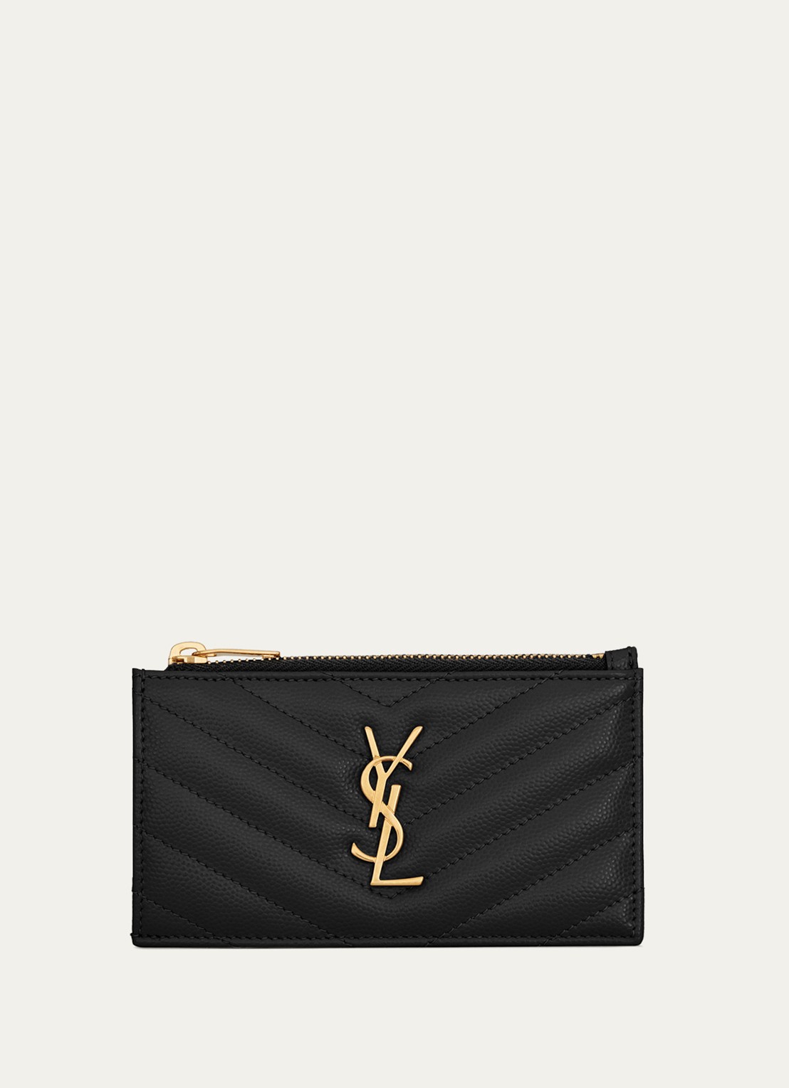 Saint Laurent Cassandre Zip Fragments pasjeshouder van kalfsleer - voorkant 4 zwart