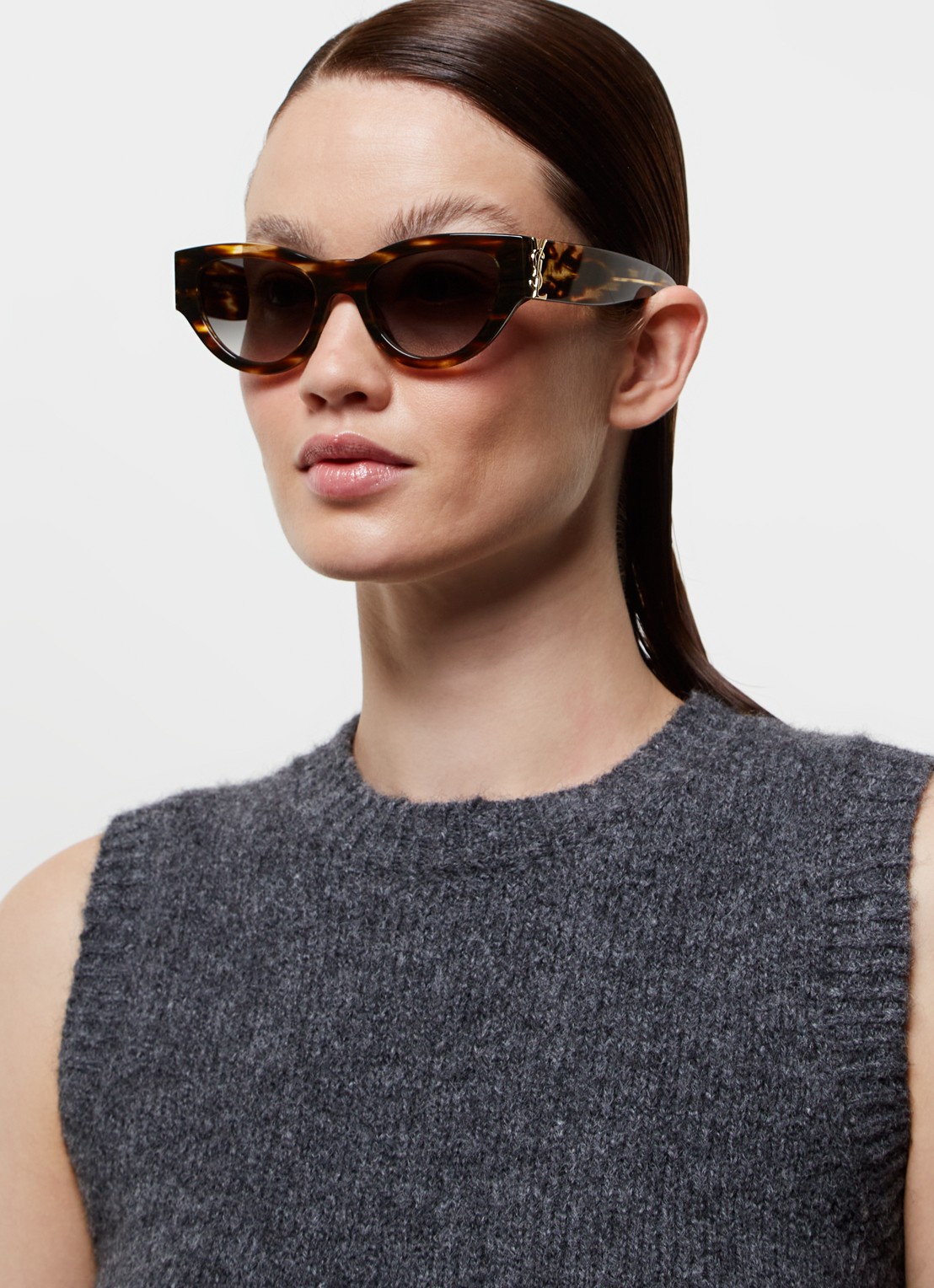 Saint Laurent Cat Eye zonnebril SLM94 - voorkant 5 donkerbruin