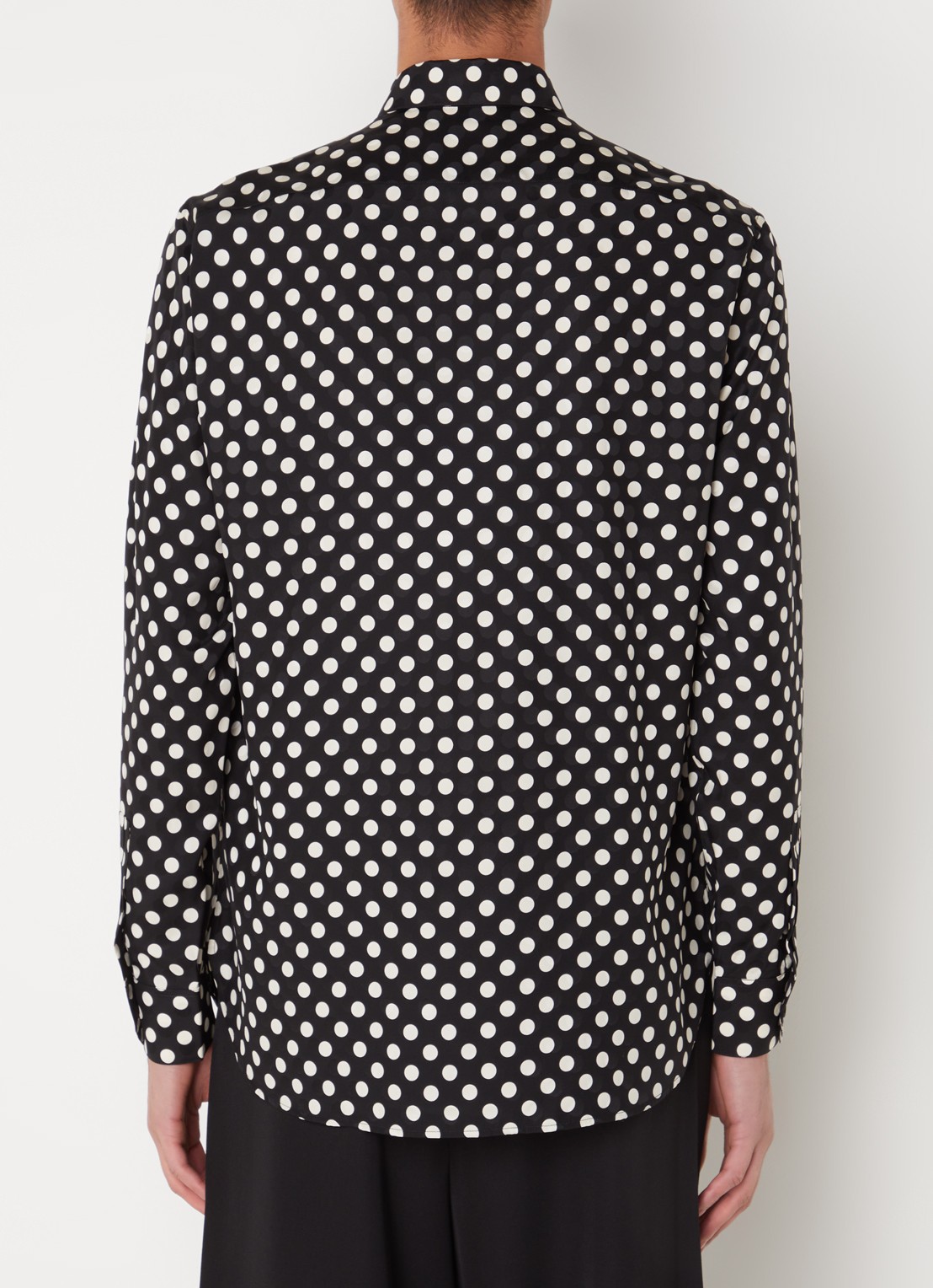 Saint Laurent Chemise regular fit overhemd van zijde met stippenprint  - achterkant 5 zwart