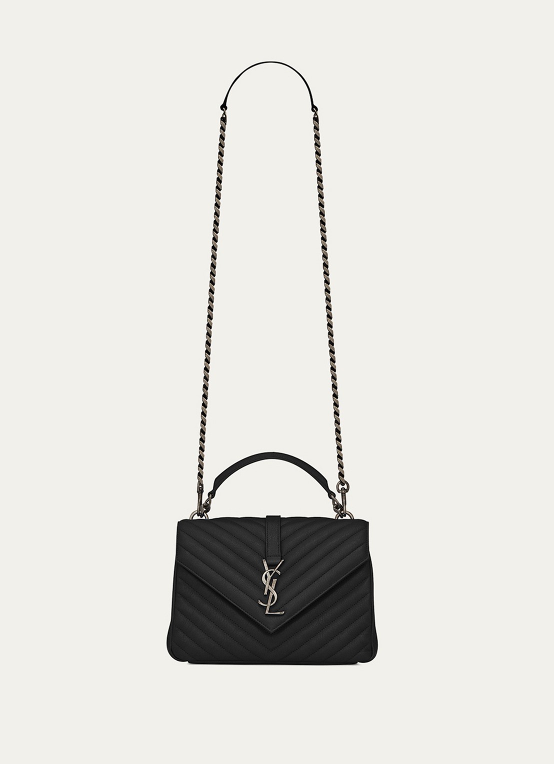 Saint Laurent College Medium crossbodytas van kalfsleer - voorkant zwart
