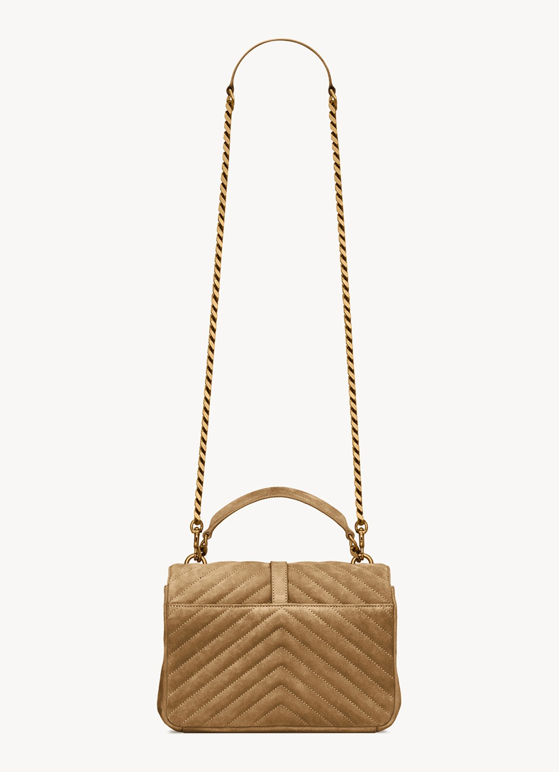 Saint Laurent College Medium crossbodytas van kalfssuède - achterkant 7 beige