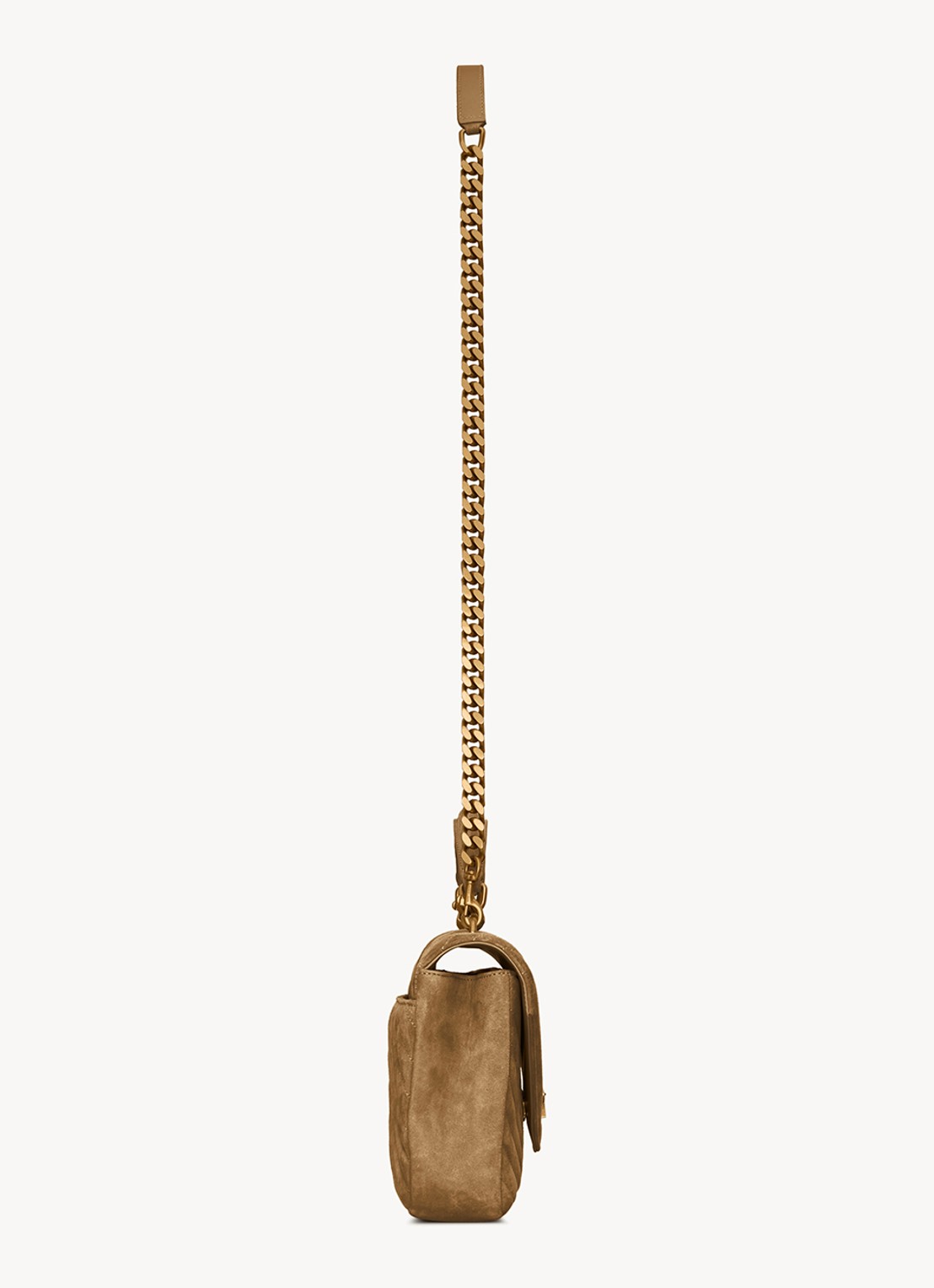Saint Laurent College Medium crossbodytas van kalfssuède - detail 3 beige