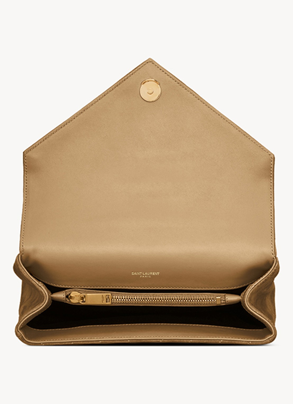 Saint Laurent College Medium crossbodytas van kalfssuède - detail 5 beige