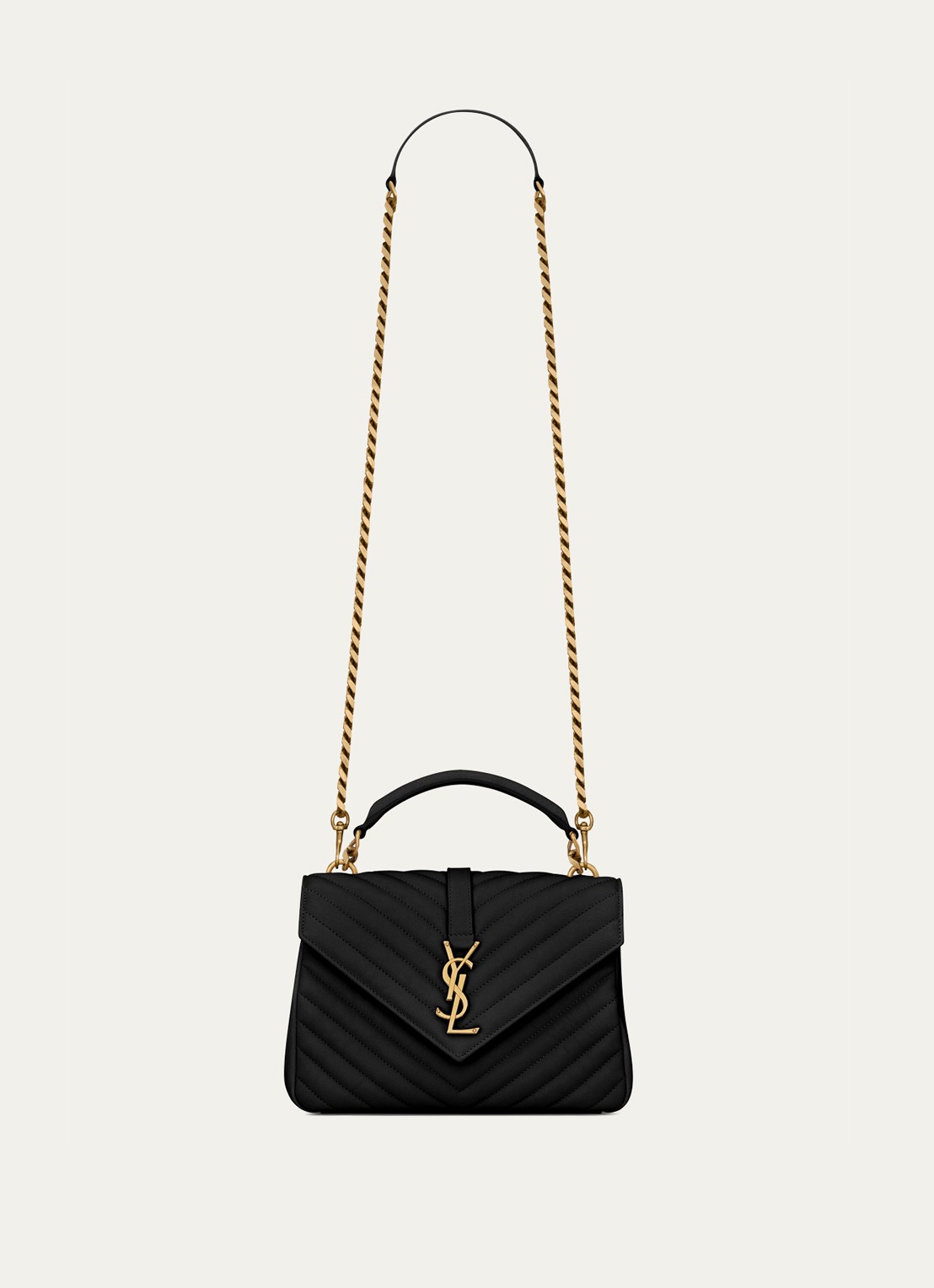 Saint Laurent College Medium crossbodytas van quilted kalfsleer - voorkant zwart