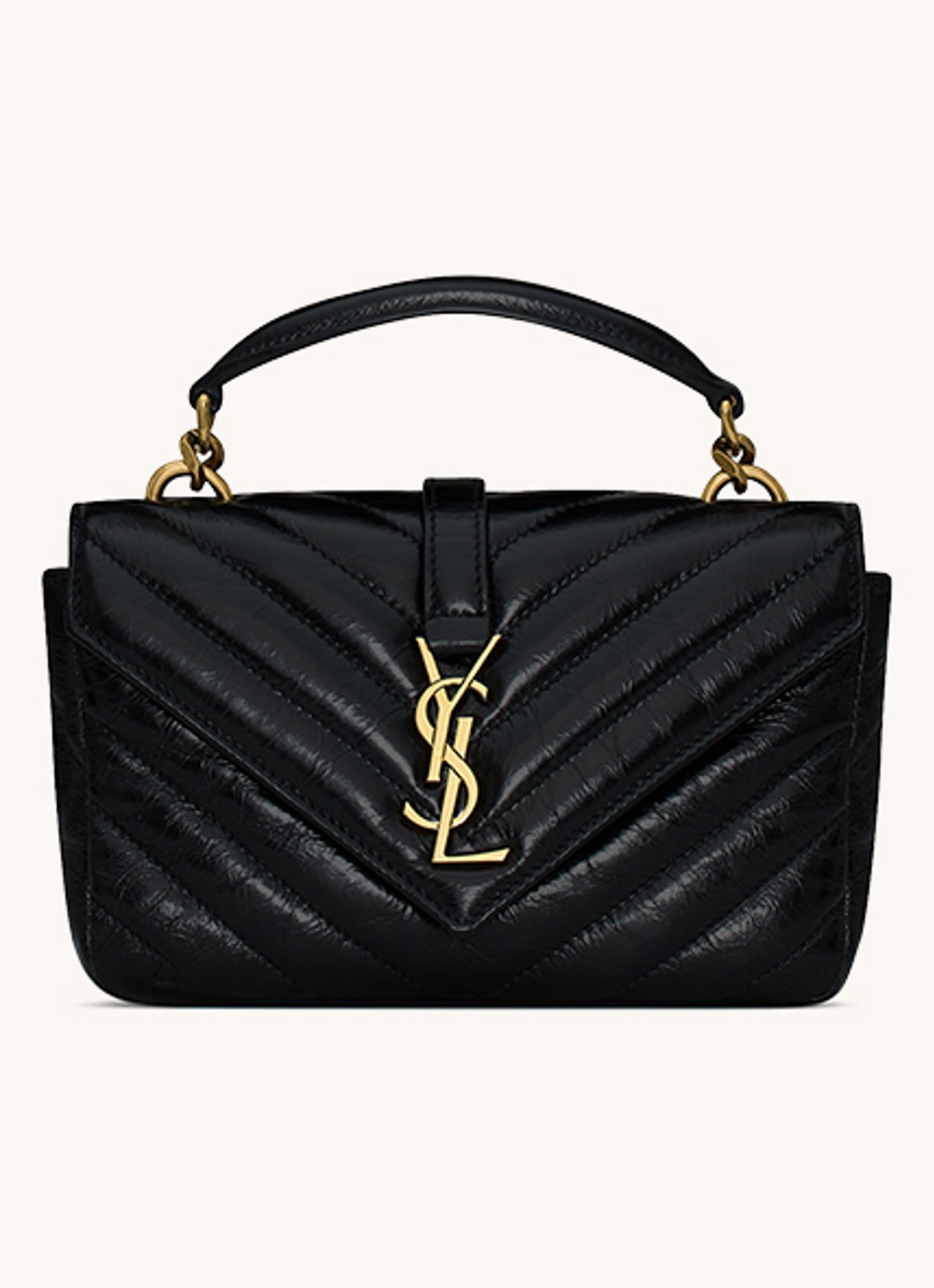 Saint Laurent College Mini handtas van kalfsleer - voorkant 2 zwart