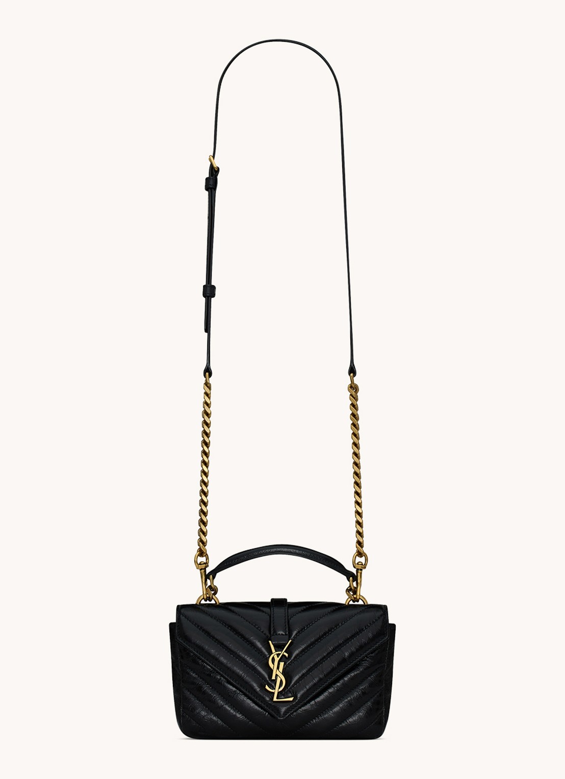 Saint Laurent College Mini handtas van kalfsleer - voorkant 3 zwart