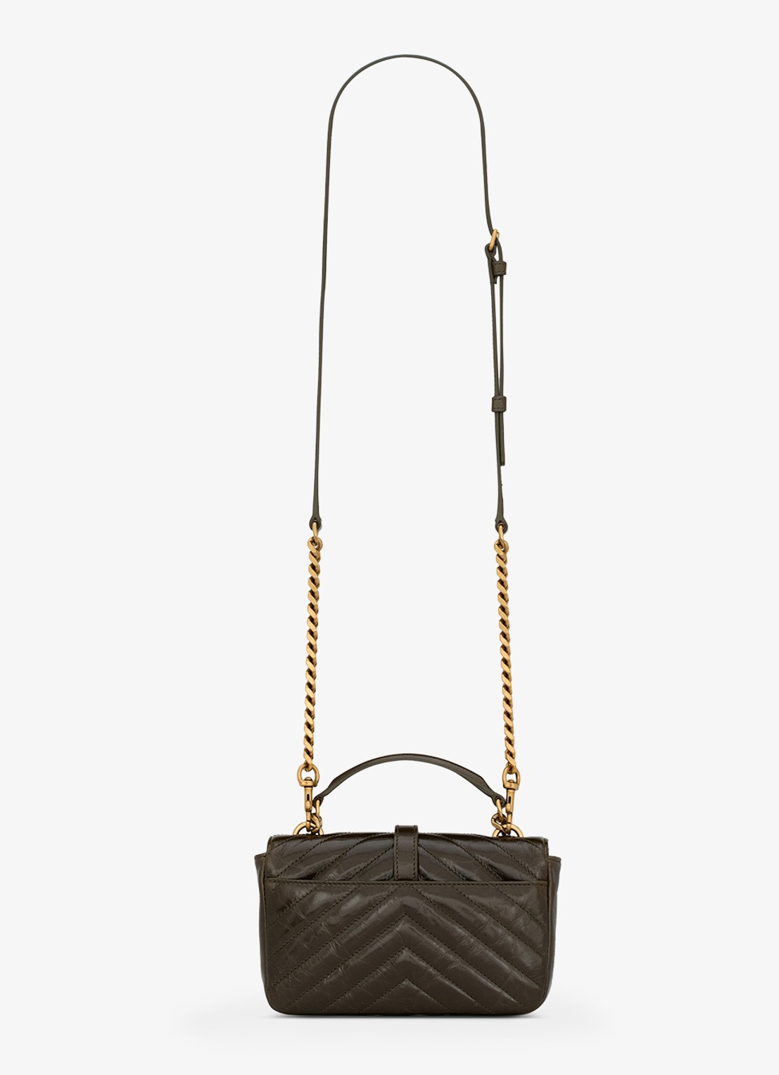 Saint Laurent College Mini handtas van kalfsleer - achterkant 2 bronsgroen