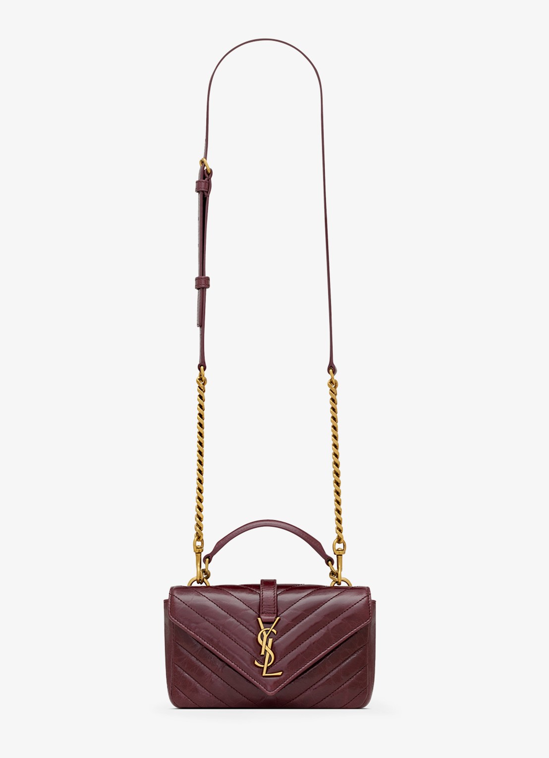 Saint Laurent College Mini handtas van kalfsleer - voorkant 2 bordeauxrood