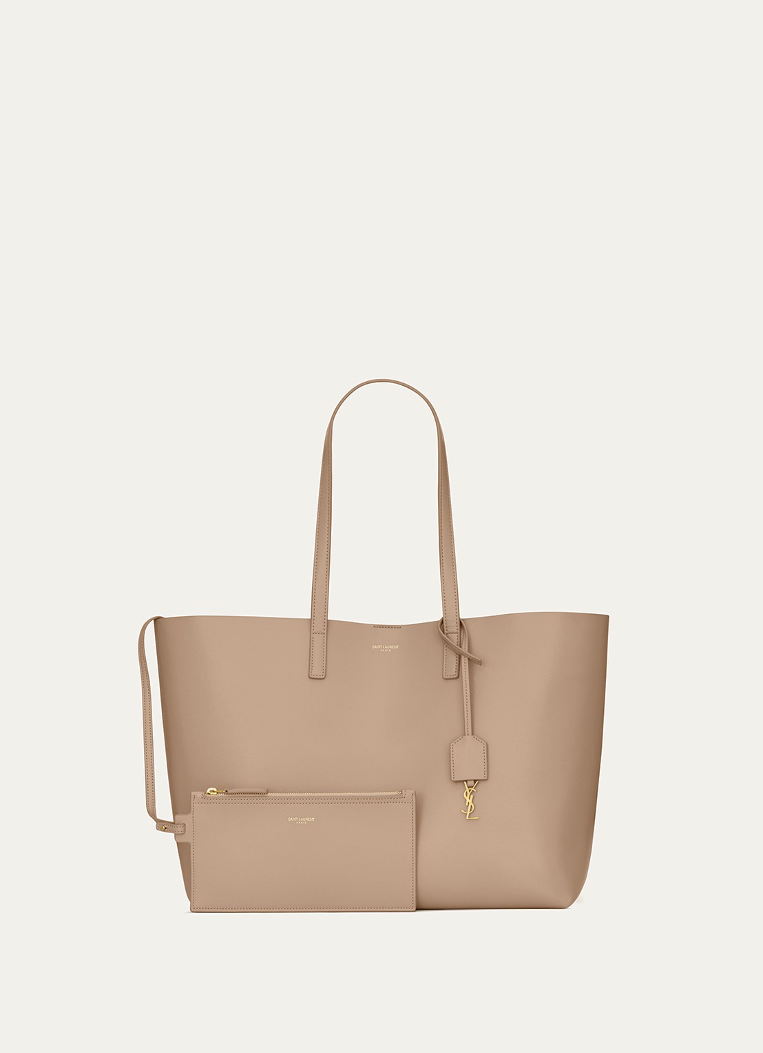 Saint Laurent E/W shopper van kalfsleer - achterkant 2 beige