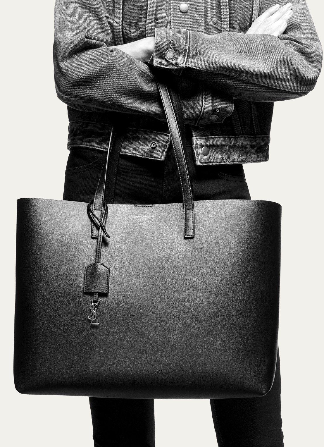Saint Laurent East/West handtas van kalfsleer - detail 3 zwart