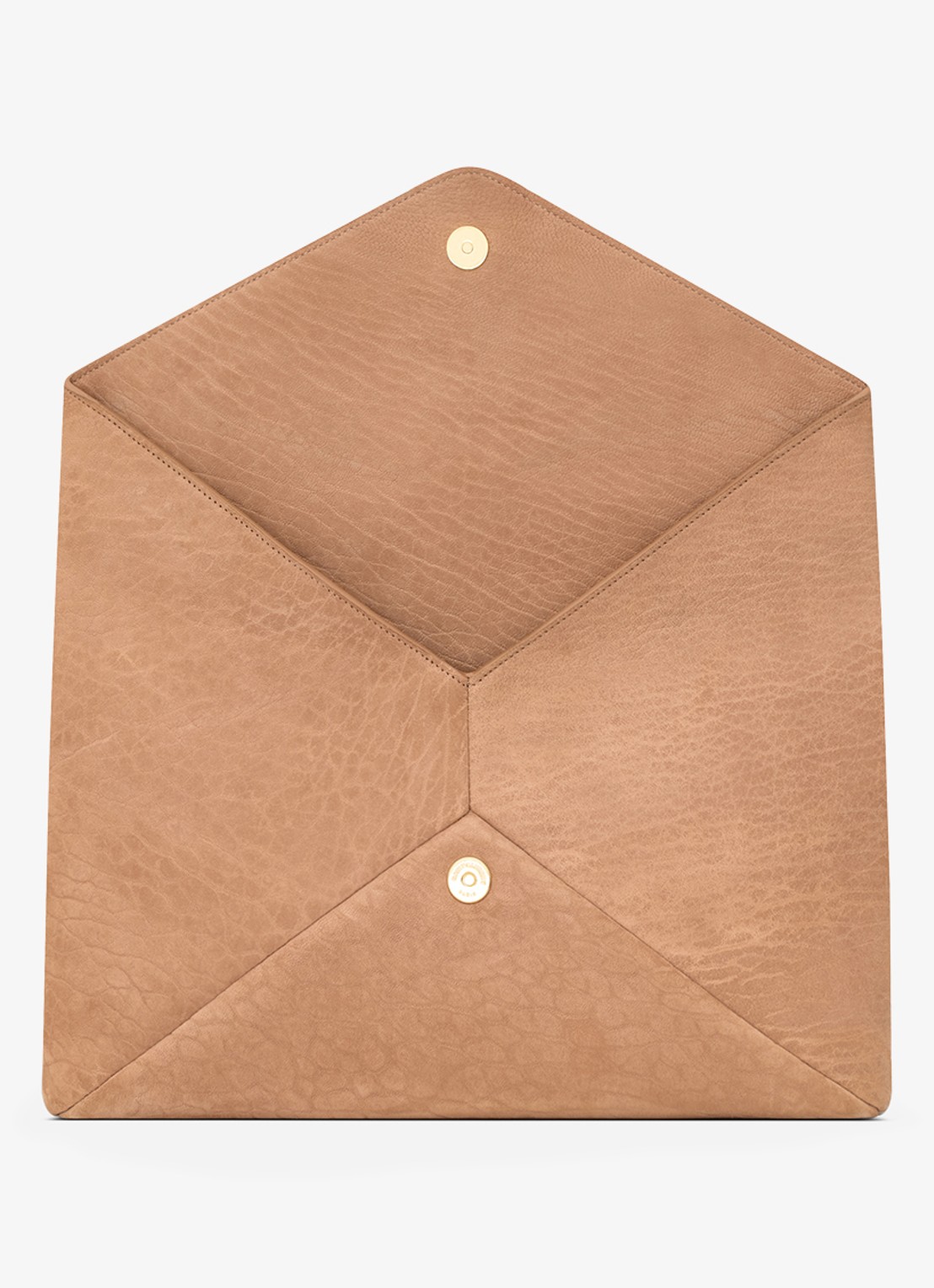 Saint Laurent Envelope Large clutch van lamsleer - detail 2 lichtbruin