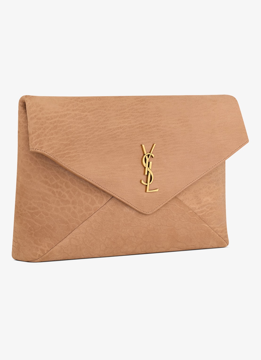 Saint Laurent Envelope Large clutch van lamsleer - detail 3 lichtbruin