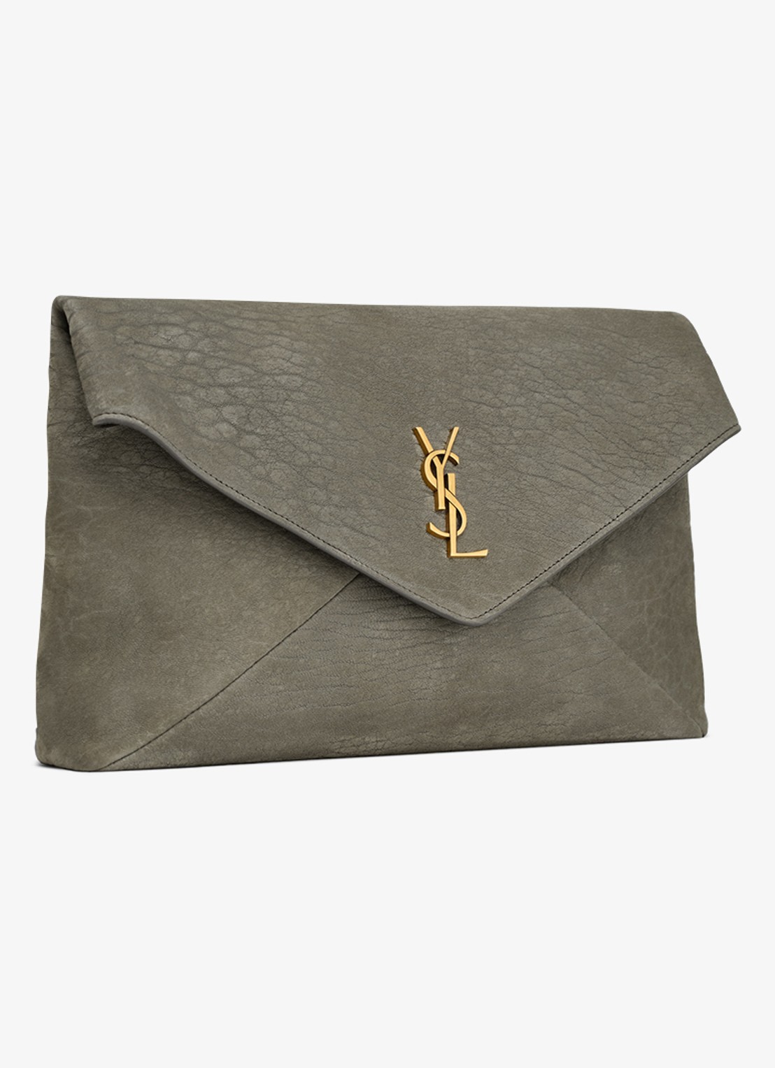 Saint Laurent Envelope Large clutch van lamsleer - detail 2 grijs