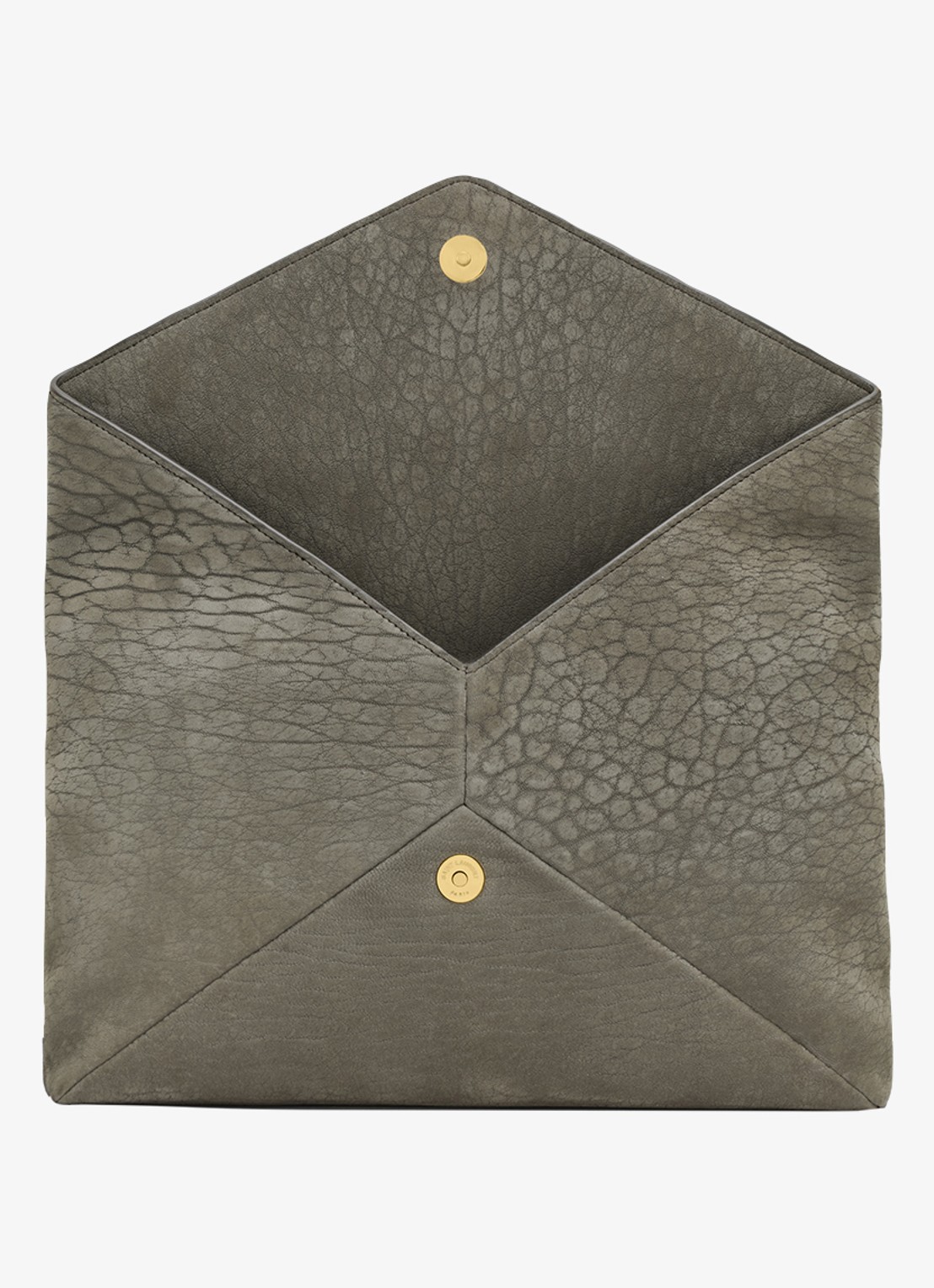 Saint Laurent Envelope Large clutch van lamsleer - detail 4 grijs