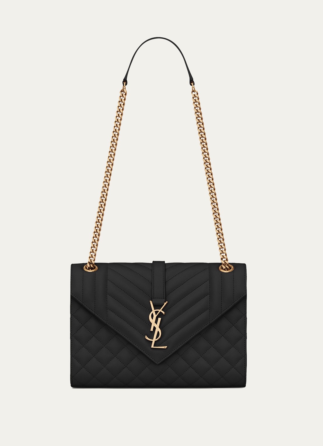 Saint Laurent Envelope Medium schoudertas van kalfsleer - voorkant zwart