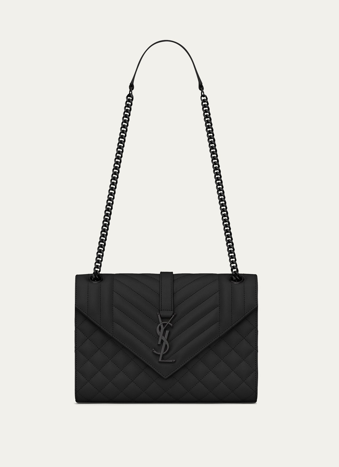 Saint Laurent Envelope Medium schoudertas van kalfsleer - voorkant zwart