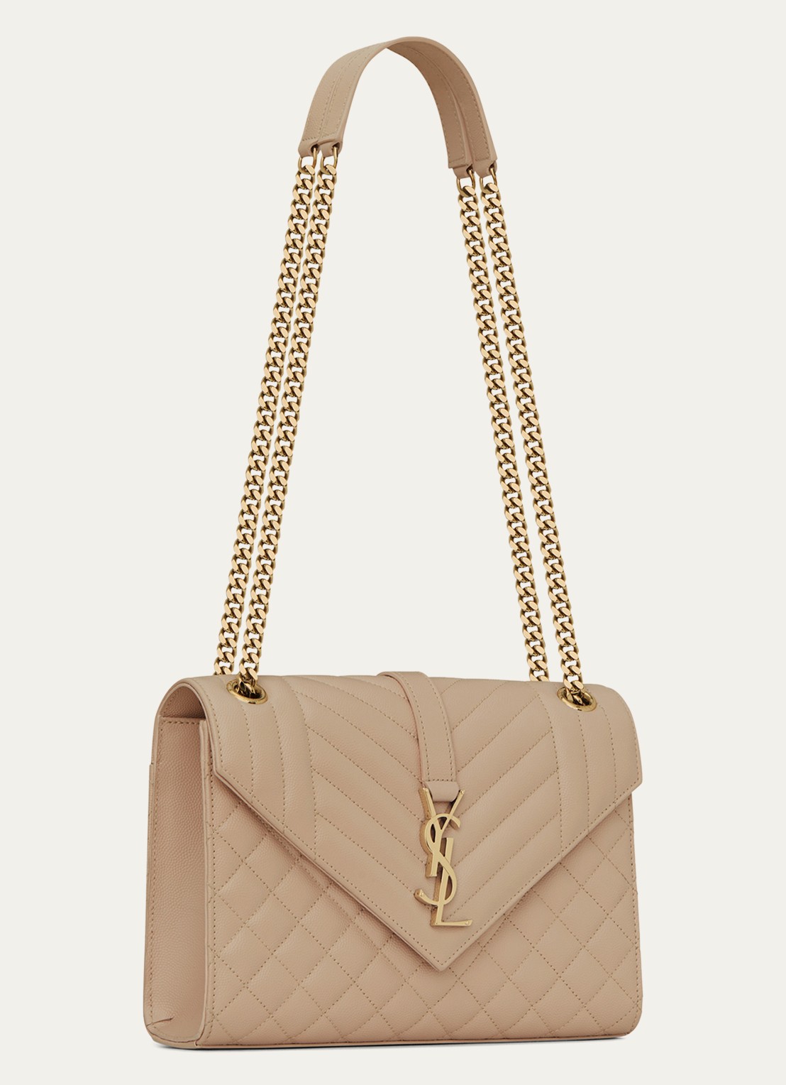 Saint Laurent Envelope Medium schoudertas van kalfsleer - detail 5 beige
