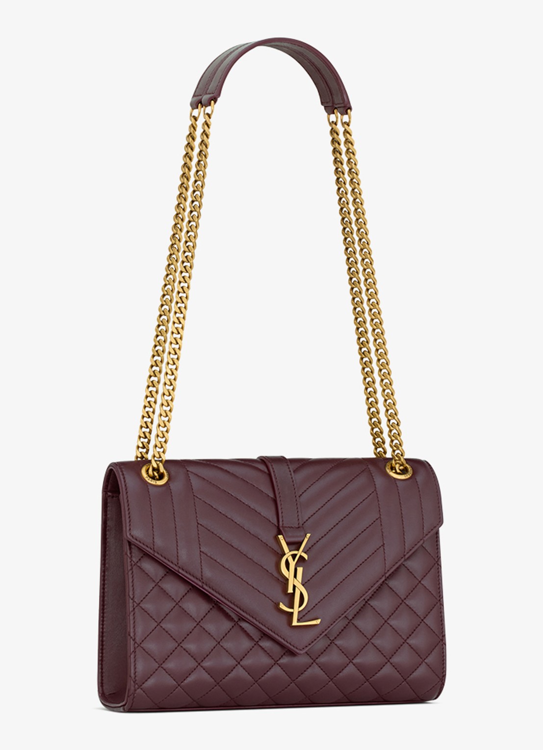 Saint Laurent Envelope Medium schoudertas van kalfsleer - detail 4 donkerrood