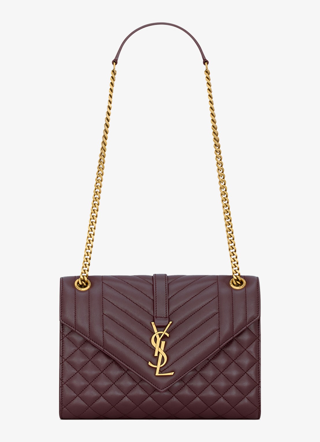 Saint Laurent Envelope Medium schoudertas van kalfsleer - voorkant 7 donkerrood