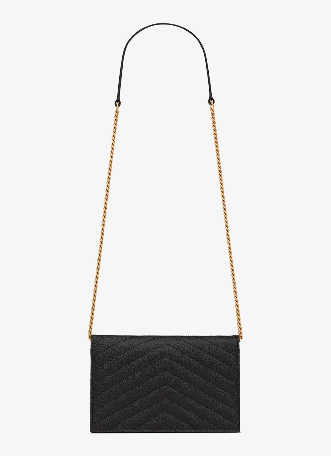 Saint Laurent Envelope portemonnee van kalfsleer met afneembare schouderriem - achterkant zwart