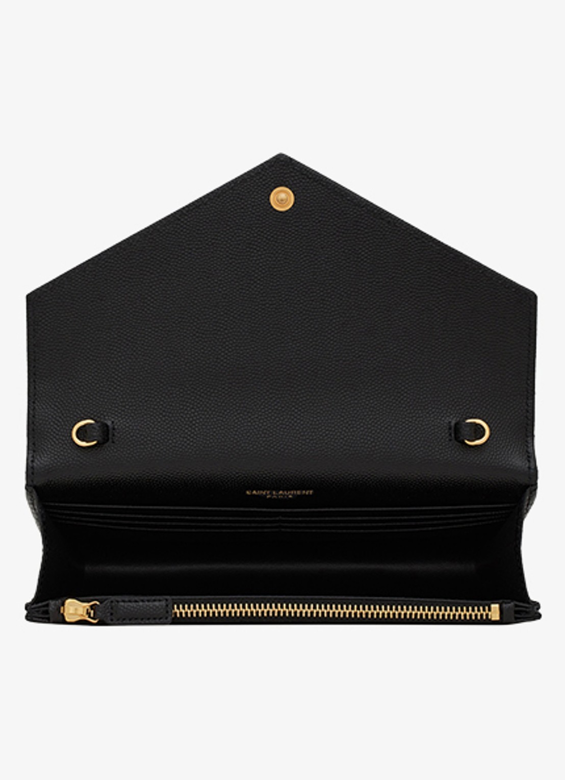Saint Laurent Envelope portemonnee van kalfsleer met afneembare schouderriem - detail 5 zwart