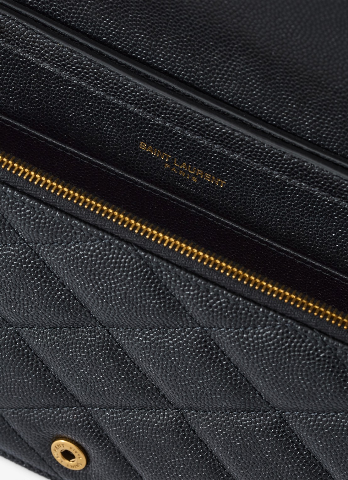 Saint Laurent Envelope portemonnee van lamsleer met afneembare schouderriem - detail 5 zwart