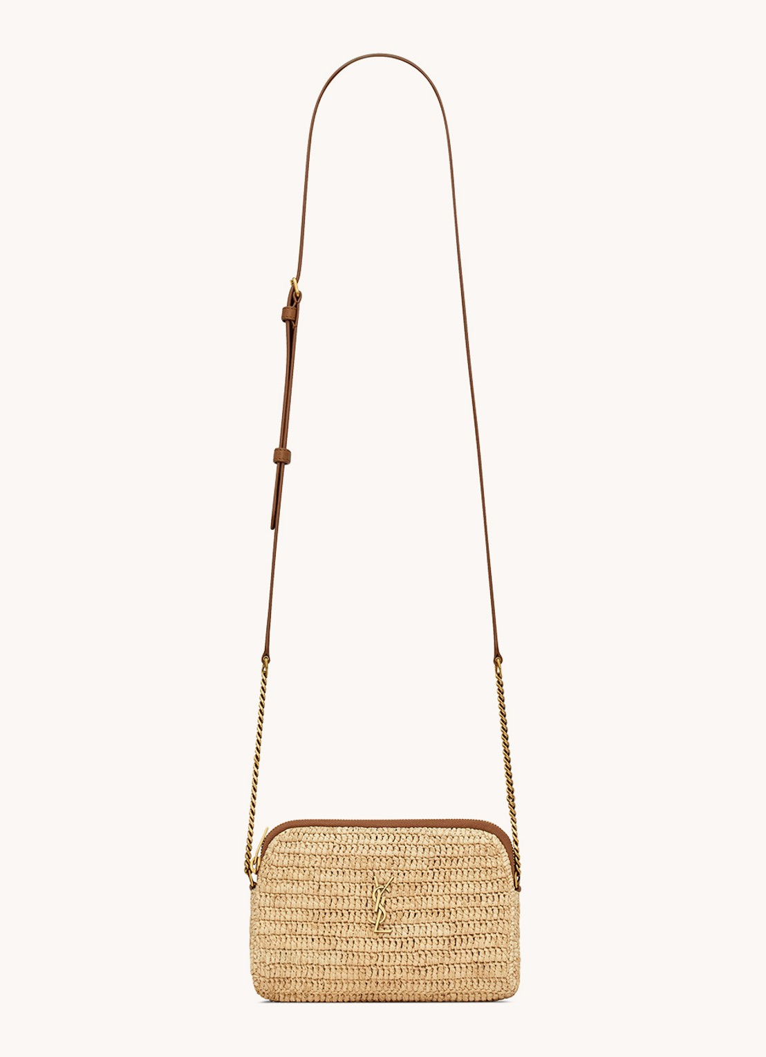 Saint Laurent Gaby clutch met kalfsleren details - voorkant 2 beige
