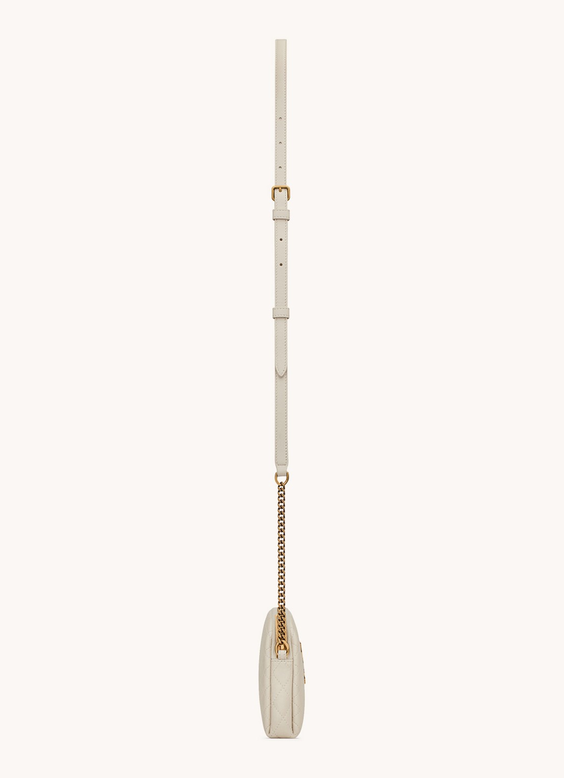 Saint Laurent Gaby clutch van lamsleer met schouderriem - detail 3 creme